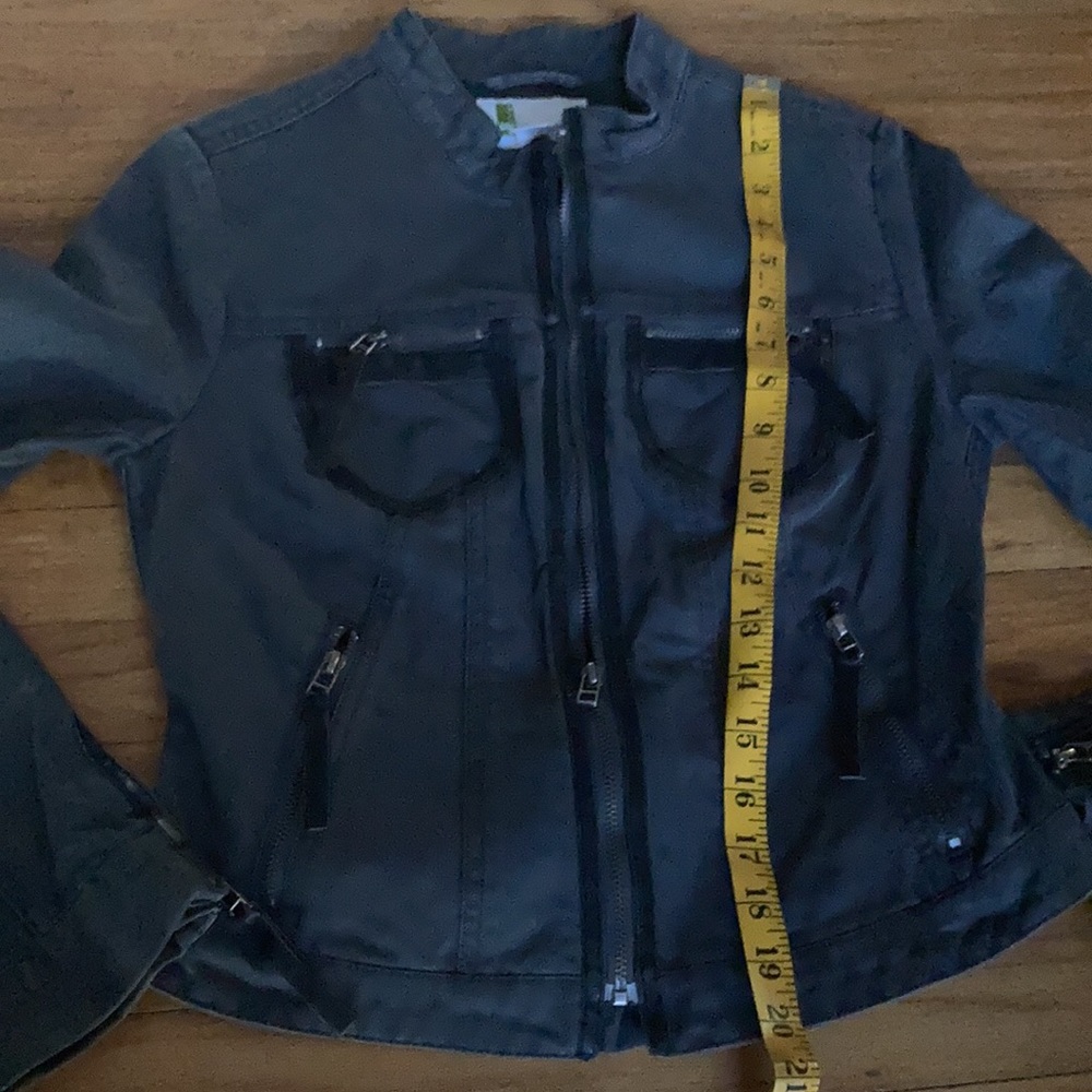 Moto Denim Vegan Leather Trim Small  Jacket - Picture 7 of 8